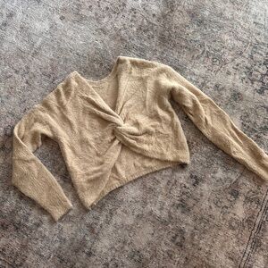 Hollister Beige Twist-Front V-Neck Sweater